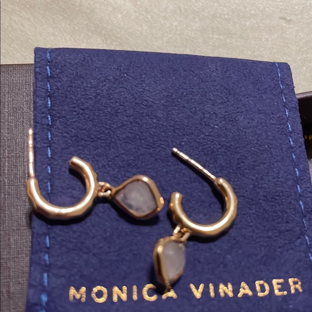 MONICA VINADER rose gold pink quartz nugget Earrings - Picture 7 of 8